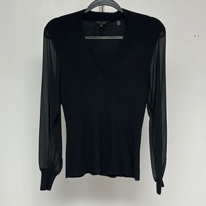 Ted Baker London black Sweater w/ sheer sleeves. Size 2, very nice condition